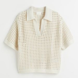 Pointelle-knit Polo Shirt